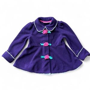 Kids Headquarters Vintage Y2K Purple Coat with Rose Buttons 4T